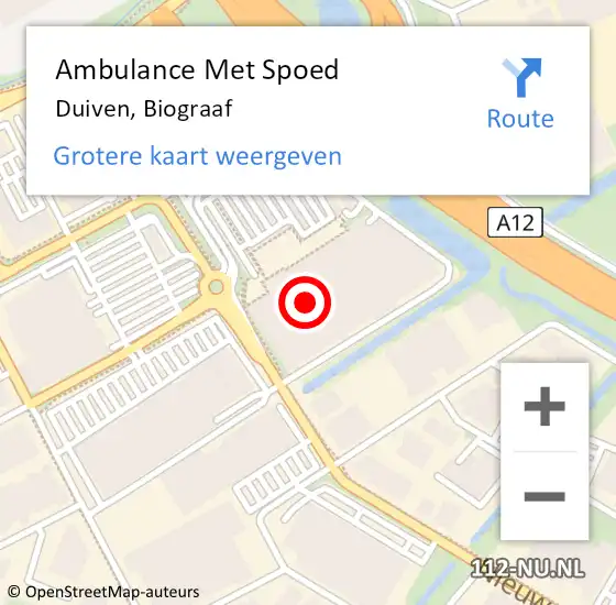 Locatie op kaart van de 112 melding: Ambulance Met Spoed Naar Duiven, Biograaf op 14 december 2022 07:18