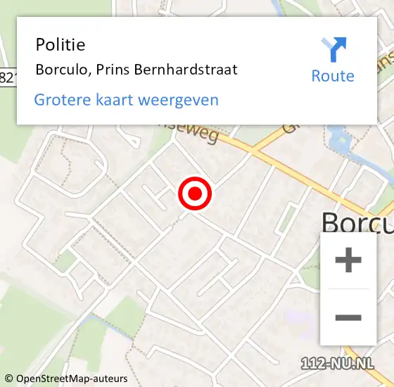 Locatie op kaart van de 112 melding: Politie Borculo, Prins Bernhardstraat op 14 december 2022 08:08