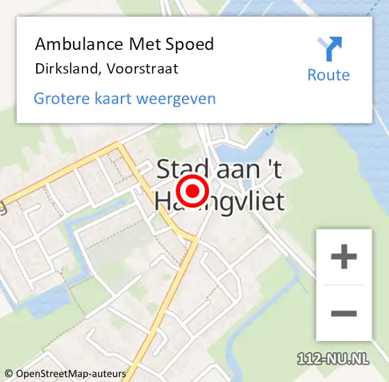 Locatie op kaart van de 112 melding: Ambulance Met Spoed Naar Dirksland, Voorstraat op 14 december 2022 08:12