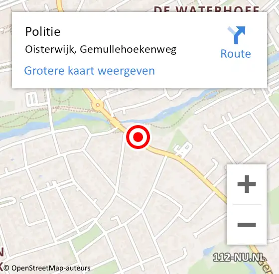 Locatie op kaart van de 112 melding: Politie Oisterwijk, Gemullehoekenweg op 14 december 2022 08:15