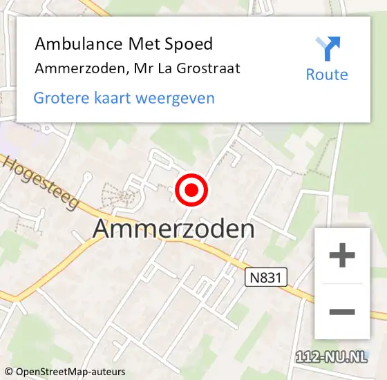 Locatie op kaart van de 112 melding: Ambulance Met Spoed Naar Ammerzoden, Mr La Grostraat op 14 december 2022 08:22