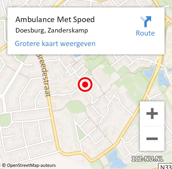 Locatie op kaart van de 112 melding: Ambulance Met Spoed Naar Doesburg, Zanderskamp op 14 december 2022 08:22