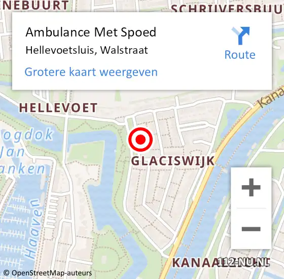 Locatie op kaart van de 112 melding: Ambulance Met Spoed Naar Hellevoetsluis, Walstraat op 14 december 2022 08:27