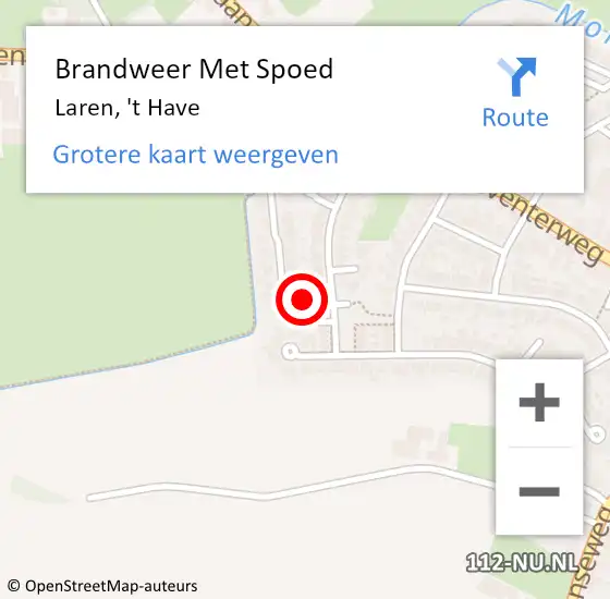 Locatie op kaart van de 112 melding: Brandweer Met Spoed Naar Laren, 't Have op 14 december 2022 08:43