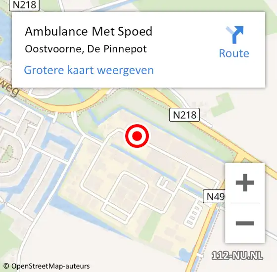 Locatie op kaart van de 112 melding: Ambulance Met Spoed Naar Oostvoorne, De Pinnepot op 14 december 2022 08:47