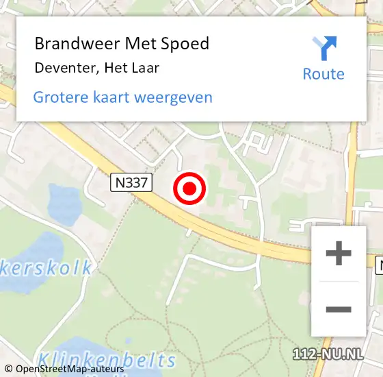 Locatie op kaart van de 112 melding: Brandweer Met Spoed Naar Deventer, Het Laar op 14 december 2022 08:47