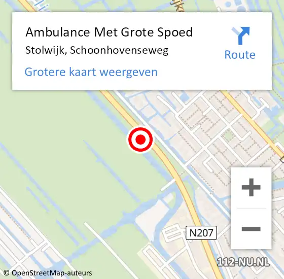 Locatie op kaart van de 112 melding: Ambulance Met Grote Spoed Naar Stolwijk, Schoonhovenseweg op 14 december 2022 08:54