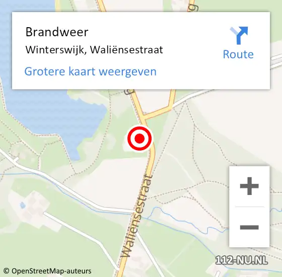 Locatie op kaart van de 112 melding: Brandweer Winterswijk, Waliënsestraat op 14 december 2022 08:54