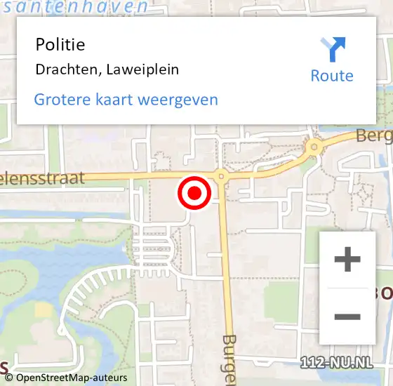 Locatie op kaart van de 112 melding: Politie Drachten, Laweiplein op 14 december 2022 08:56