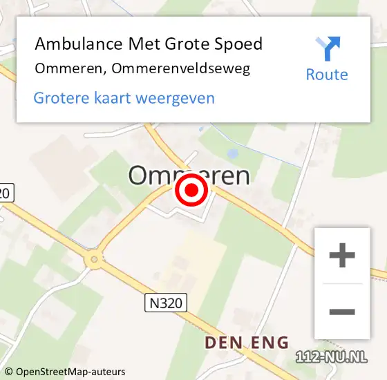 Locatie op kaart van de 112 melding: Ambulance Met Grote Spoed Naar Ommeren, Ommerenveldseweg op 8 augustus 2014 10:38