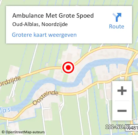 Locatie op kaart van de 112 melding: Ambulance Met Grote Spoed Naar Oud-Alblas, Noordzijde op 14 december 2022 09:26
