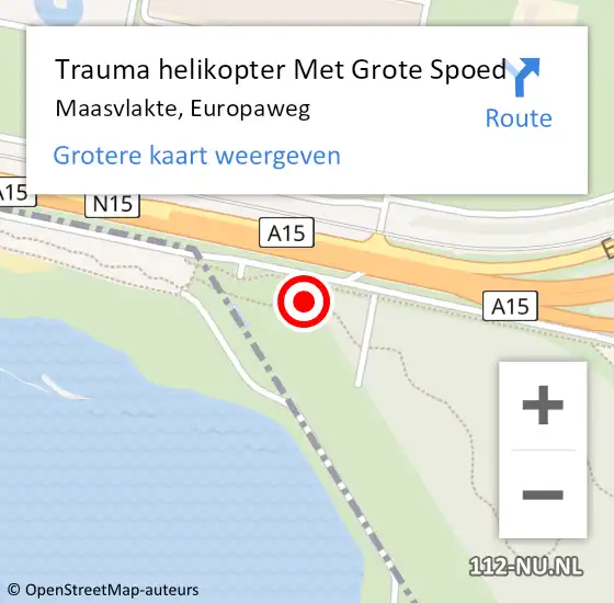 Locatie op kaart van de 112 melding: Trauma helikopter Met Grote Spoed Naar Maasvlakte, Europaweg op 14 december 2022 09:32