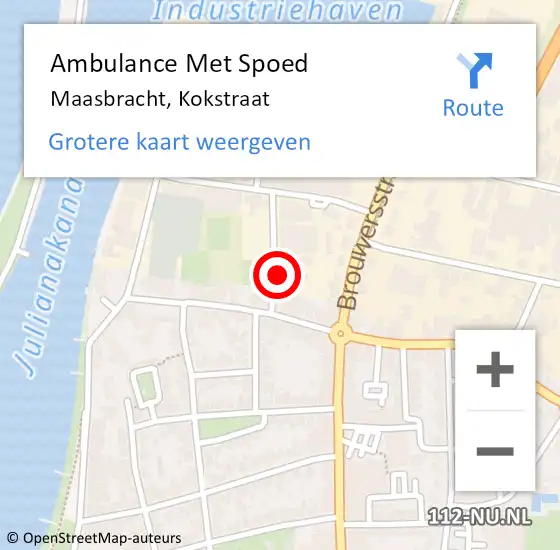 Locatie op kaart van de 112 melding: Ambulance Met Spoed Naar Maasbracht, Kokstraat op 14 december 2022 09:34