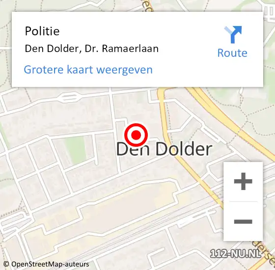 Locatie op kaart van de 112 melding: Politie Den Dolder, Dr. Ramaerlaan op 14 december 2022 09:50