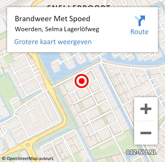 Locatie op kaart van de 112 melding: Brandweer Met Spoed Naar Woerden, Selma Lagerlöfweg op 14 december 2022 09:56