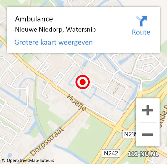 Locatie op kaart van de 112 melding: Ambulance Nieuwe Niedorp, Watersnip op 14 december 2022 09:58