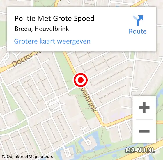 Locatie op kaart van de 112 melding: Politie Met Grote Spoed Naar Breda, Heuvelbrink op 14 december 2022 10:24