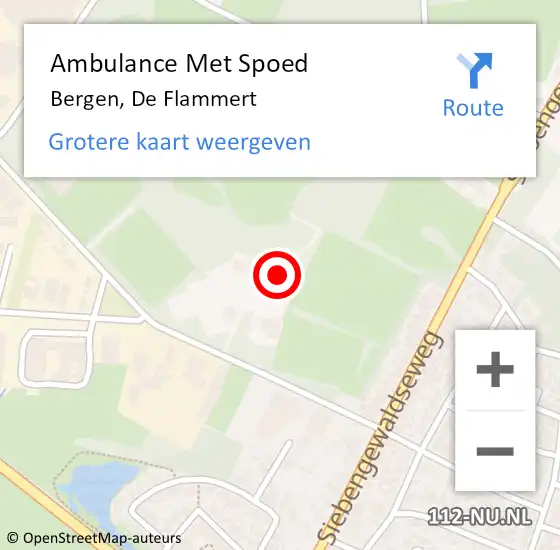Locatie op kaart van de 112 melding: Ambulance Met Spoed Naar Bergen, De Flammert op 14 december 2022 10:27