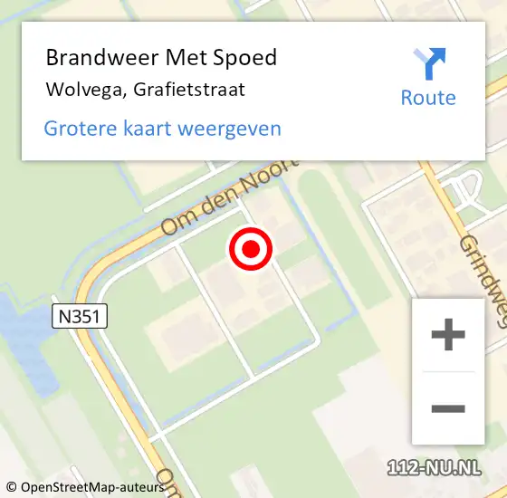 Locatie op kaart van de 112 melding: Brandweer Met Spoed Naar Wolvega, Grafietstraat op 14 december 2022 10:36