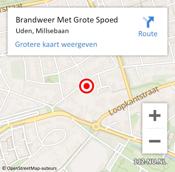 Locatie op kaart van de 112 melding: Brandweer Met Grote Spoed Naar Uden, Millsebaan op 14 december 2022 10:38