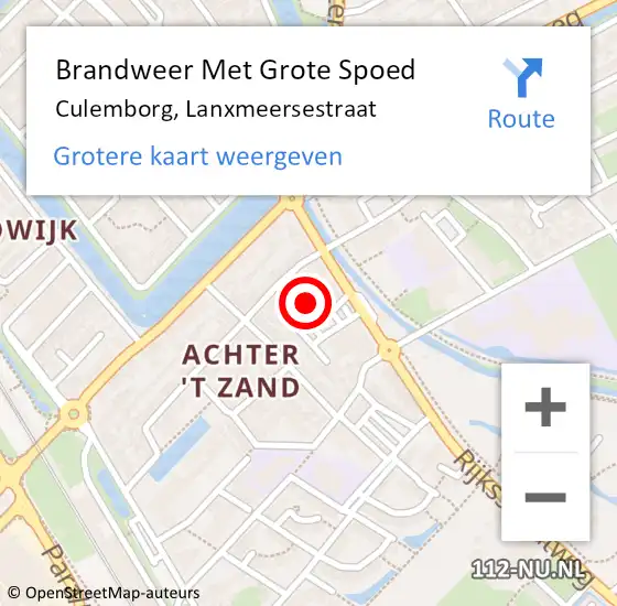 Locatie op kaart van de 112 melding: Brandweer Met Grote Spoed Naar Culemborg, Lanxmeersestraat op 14 december 2022 10:39