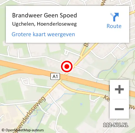 Locatie op kaart van de 112 melding: Brandweer Geen Spoed Naar Ugchelen, Hoenderloseweg op 14 december 2022 10:54