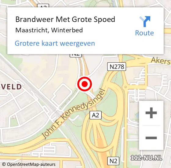 Locatie op kaart van de 112 melding: Brandweer Met Grote Spoed Naar Maastricht, Winterbed op 14 december 2022 11:04