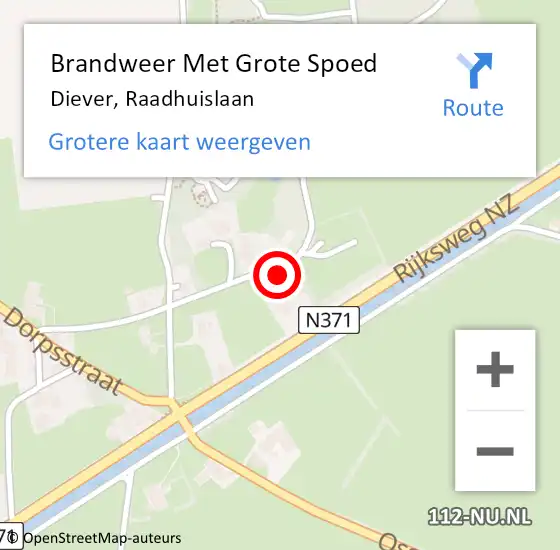 Locatie op kaart van de 112 melding: Brandweer Met Grote Spoed Naar Diever, Raadhuislaan op 14 december 2022 11:05