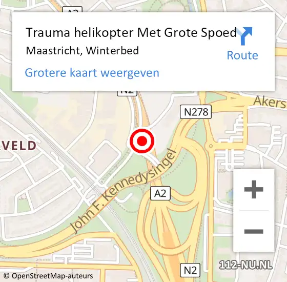 Locatie op kaart van de 112 melding: Trauma helikopter Met Grote Spoed Naar Maastricht, Winterbed op 14 december 2022 11:05