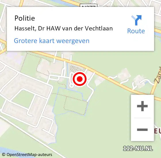 Locatie op kaart van de 112 melding: Politie Hasselt, Dr HAW van der Vechtlaan op 14 december 2022 11:18