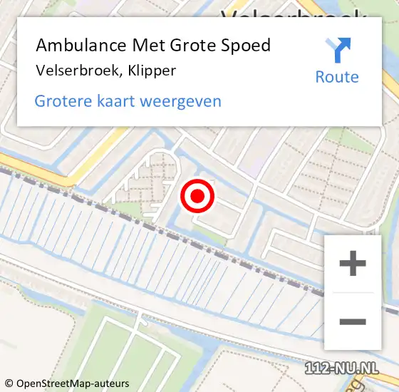 Locatie op kaart van de 112 melding: Ambulance Met Grote Spoed Naar Velserbroek, Klipper op 14 december 2022 11:33