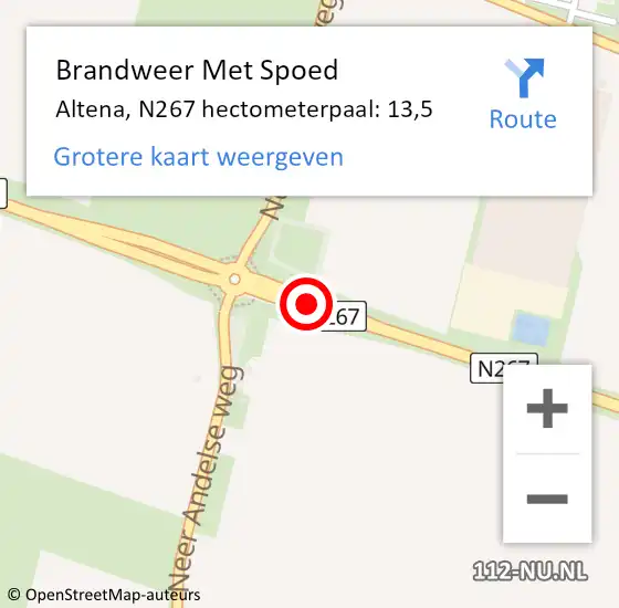 Locatie op kaart van de 112 melding: Brandweer Met Spoed Naar Altena, N267 hectometerpaal: 13,5 op 14 december 2022 11:40