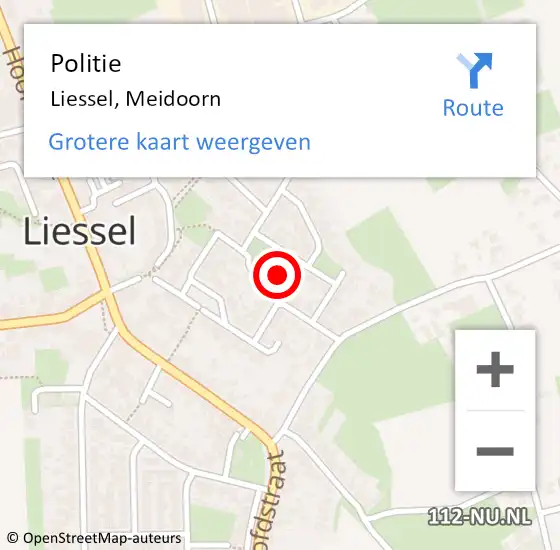 Locatie op kaart van de 112 melding: Politie Liessel, Meidoorn op 14 december 2022 11:41