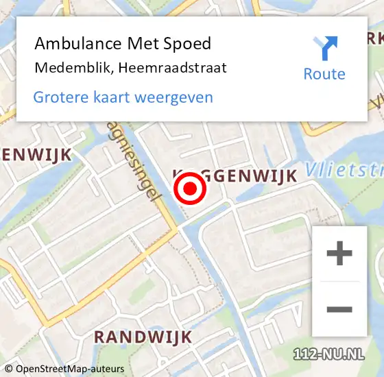 Locatie op kaart van de 112 melding: Ambulance Met Spoed Naar Medemblik, Heemraadstraat op 14 december 2022 11:41