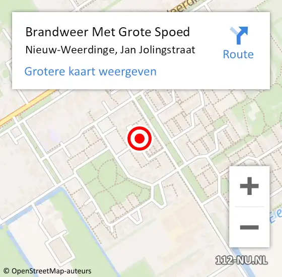 Locatie op kaart van de 112 melding: Brandweer Met Grote Spoed Naar Nieuw-Weerdinge, Jan Jolingstraat op 14 december 2022 11:41