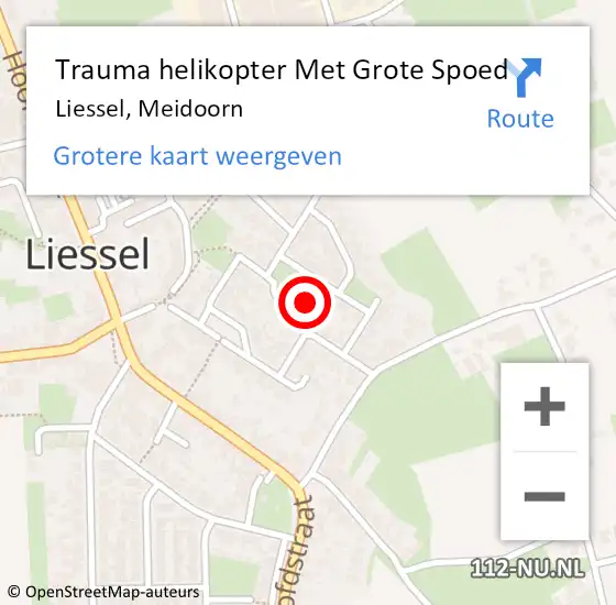 Locatie op kaart van de 112 melding: Trauma helikopter Met Grote Spoed Naar Liessel, Meidoorn op 14 december 2022 11:48