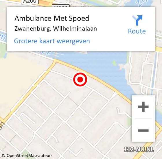 Locatie op kaart van de 112 melding: Ambulance Met Spoed Naar Zwanenburg, Wilhelminalaan op 14 december 2022 11:50