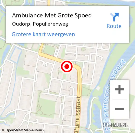 Locatie op kaart van de 112 melding: Ambulance Met Grote Spoed Naar Oudorp, Populierenweg op 14 december 2022 11:54