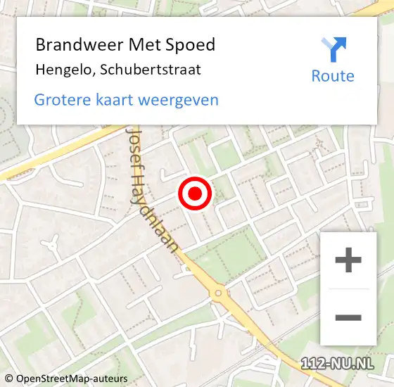 Locatie op kaart van de 112 melding: Brandweer Met Spoed Naar Hengelo, Schubertstraat op 14 december 2022 12:15