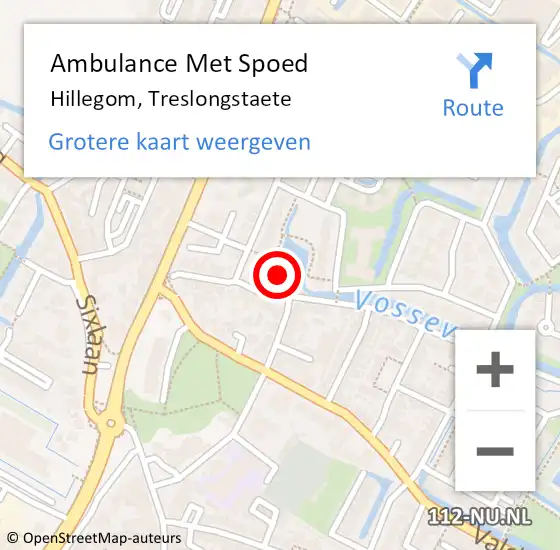 Locatie op kaart van de 112 melding: Ambulance Met Spoed Naar Hillegom, Treslongstaete op 14 december 2022 12:19