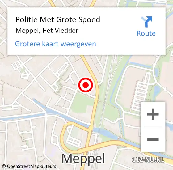 Locatie op kaart van de 112 melding: Politie Met Grote Spoed Naar Meppel, Het Vledder op 14 december 2022 12:38