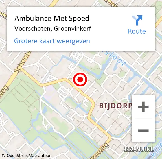 Locatie op kaart van de 112 melding: Ambulance Met Spoed Naar Voorschoten, Groenvinkerf op 14 december 2022 12:58