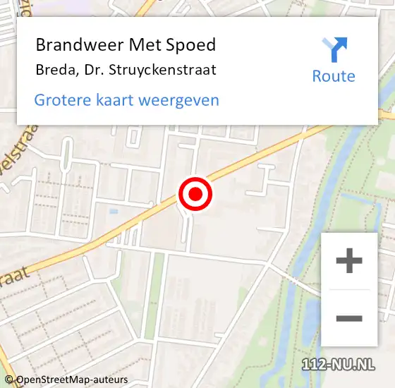 Locatie op kaart van de 112 melding: Brandweer Met Spoed Naar Breda, Dr. Struyckenstraat op 14 december 2022 13:01