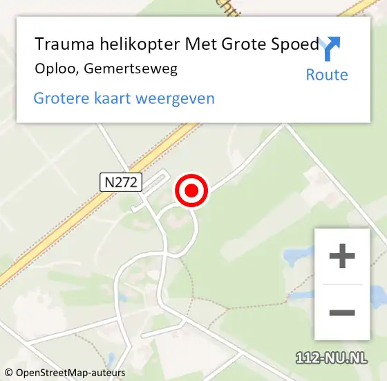 Locatie op kaart van de 112 melding: Trauma helikopter Met Grote Spoed Naar Oploo, Gemertseweg op 14 december 2022 13:03