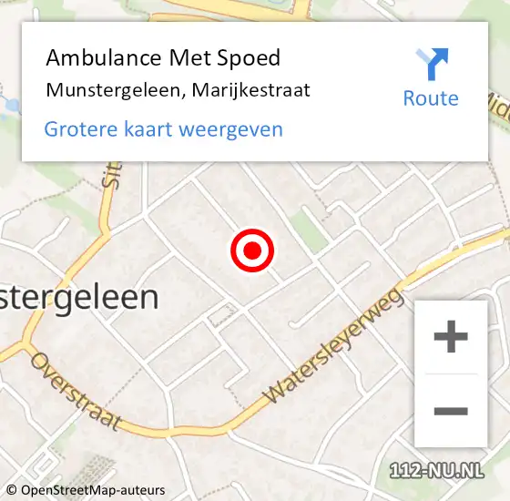 Locatie op kaart van de 112 melding: Ambulance Met Spoed Naar Munstergeleen, Marijkestraat op 8 augustus 2014 11:12