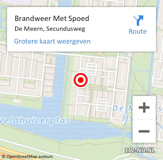 Locatie op kaart van de 112 melding: Brandweer Met Spoed Naar De Meern, Secundusweg op 14 december 2022 13:32