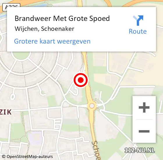 Locatie op kaart van de 112 melding: Brandweer Met Grote Spoed Naar Wijchen, Schoenaker op 14 december 2022 13:56