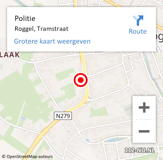 Locatie op kaart van de 112 melding: Politie Roggel, Tramstraat op 14 december 2022 14:16