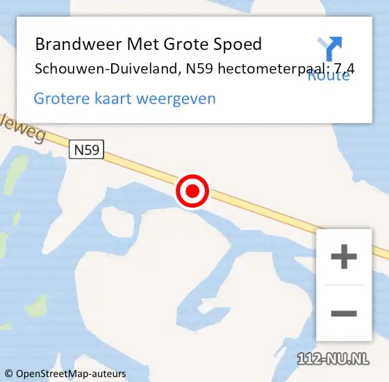 Locatie op kaart van de 112 melding: Brandweer Met Grote Spoed Naar Schouwen-Duiveland, N59 hectometerpaal: 7,4 op 14 december 2022 14:29