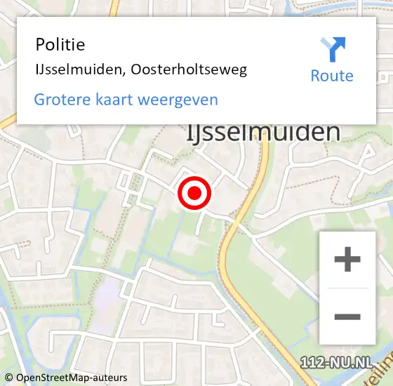 Locatie op kaart van de 112 melding: Politie IJsselmuiden, Oosterholtseweg op 14 december 2022 15:09